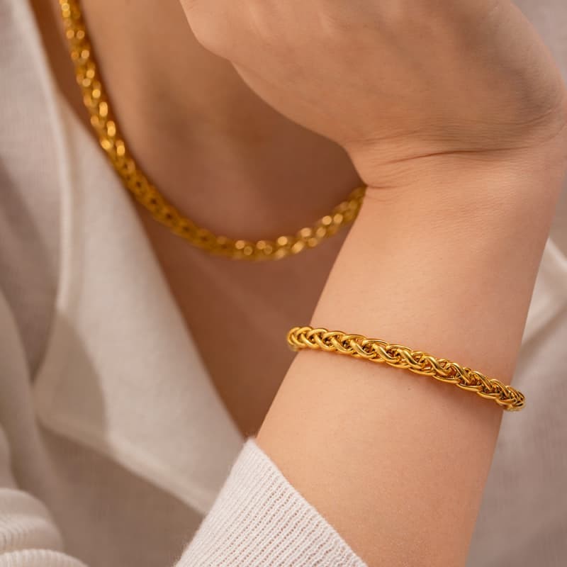 Men’s gold plating Pendant Twist Rope Bracelet Fashionable Hand Link Wrist Chain