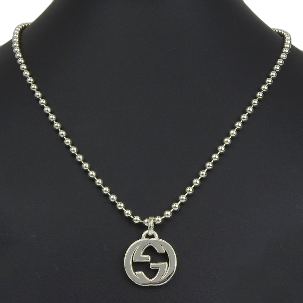 Gucci Interlocking Ball Chain Necklace Silver 925 Unisex 32.9g 50-55cm
