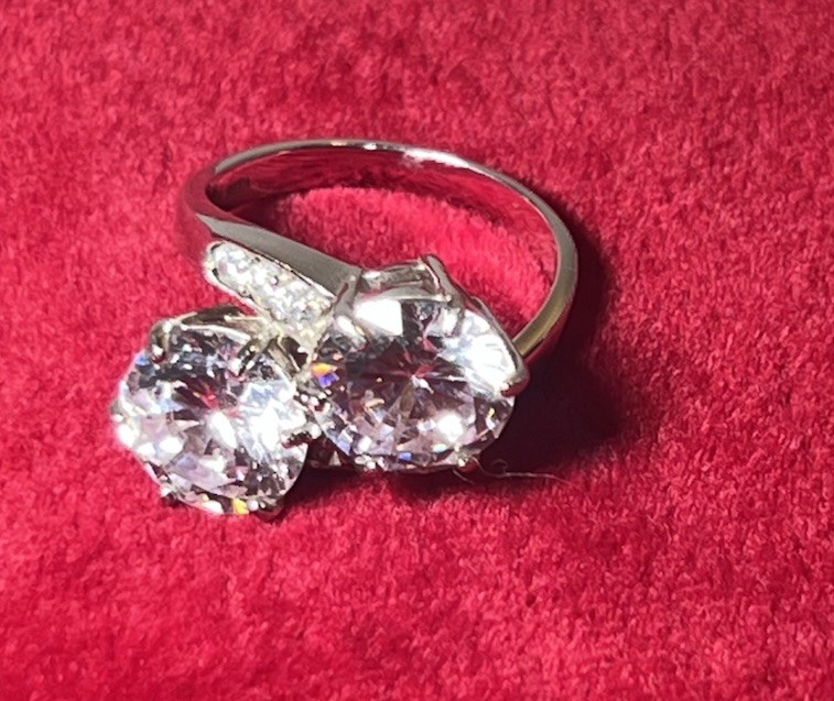 Palm Beach Jewelry Seta Ring Platinum Plate Sterling 925 7g TW 8+carat New Sz 8