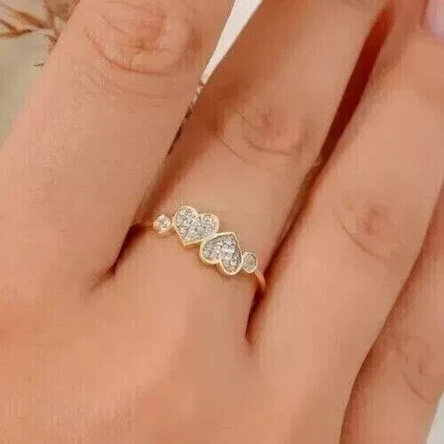 2 Ct Round Cut Simulated Diamond Heart Stunning Band Ring 14k Yellow Gold Plated