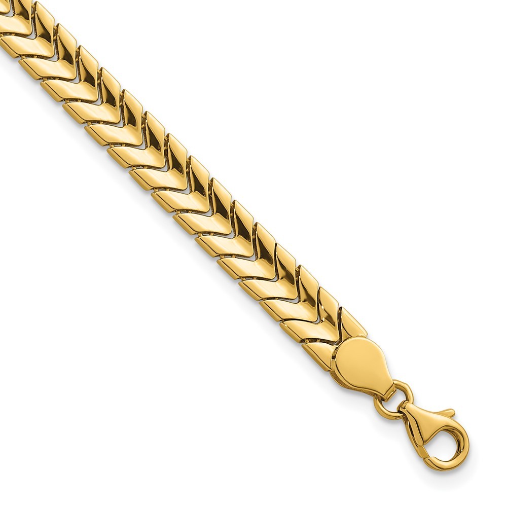 14K Yellow Gold Polished 5.6mm Fancy Chevron Link Bracelet 7.5″