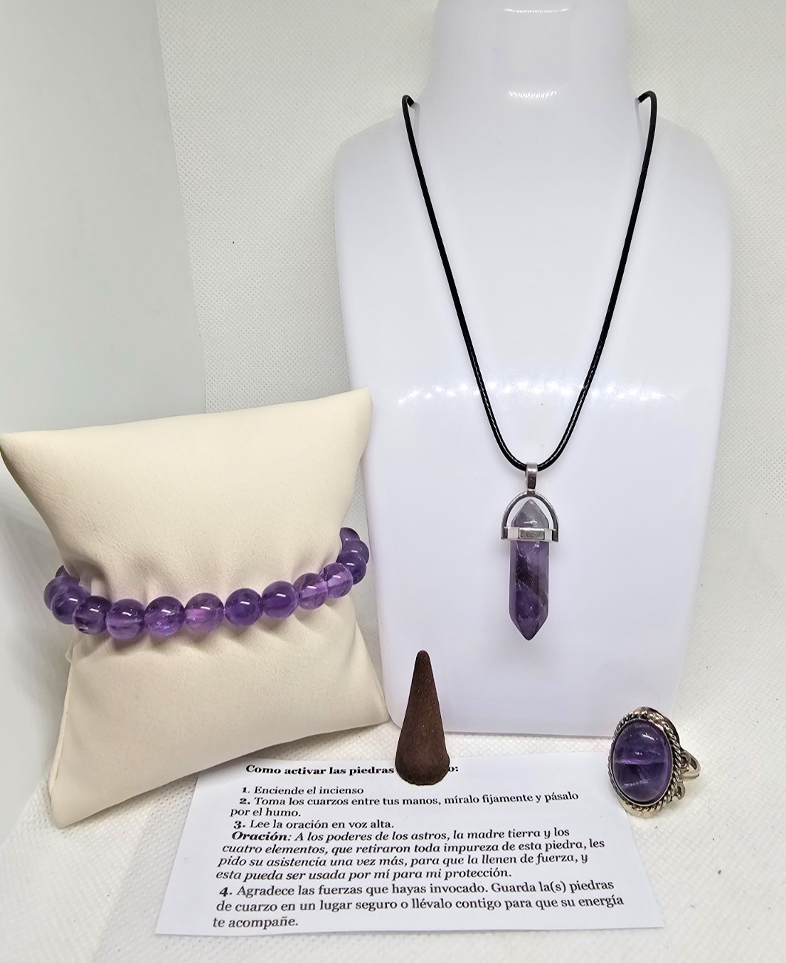 AMATISTA COLLAR ANILLO PULSERA / NECKLACE RING BRACELET AMETHYST ATRAE FORTUNA