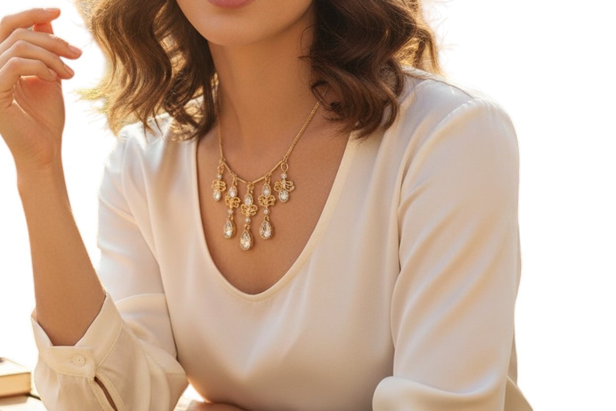 MIxit Women’s Delicates Gold Plated Resin Bib Necklace NWT