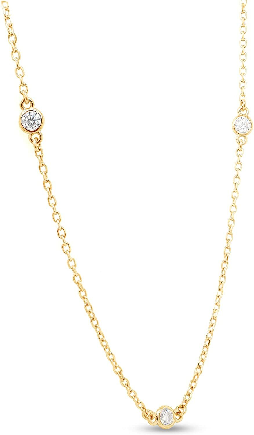 Lab Created Moissanite 2.9MM Yard Station 16” To 36″ Necklace Sterling Silver