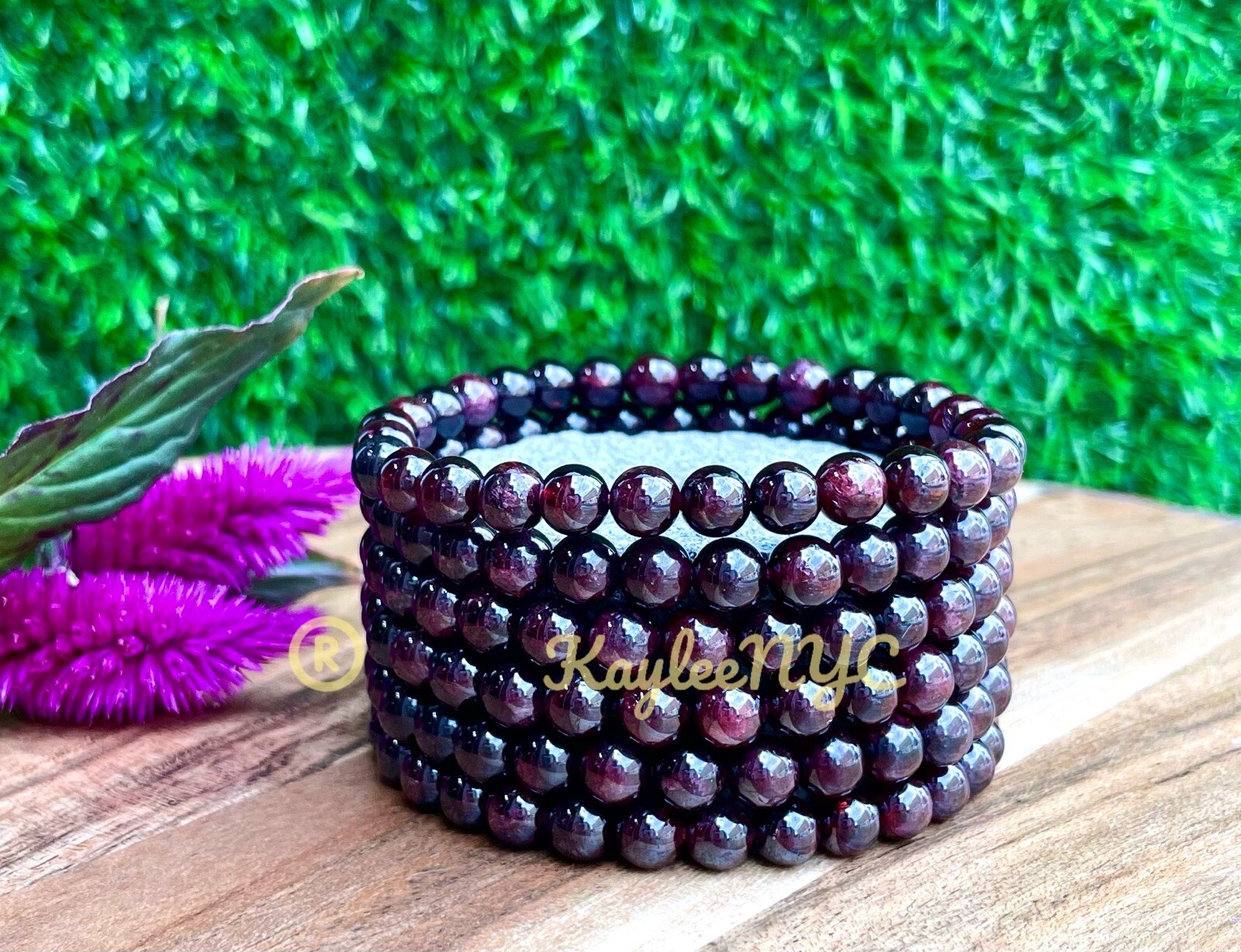 Wholesale 6 Pcs Natural Garnet 6mm 7.5” Crystal Healing Stretch Bracelet