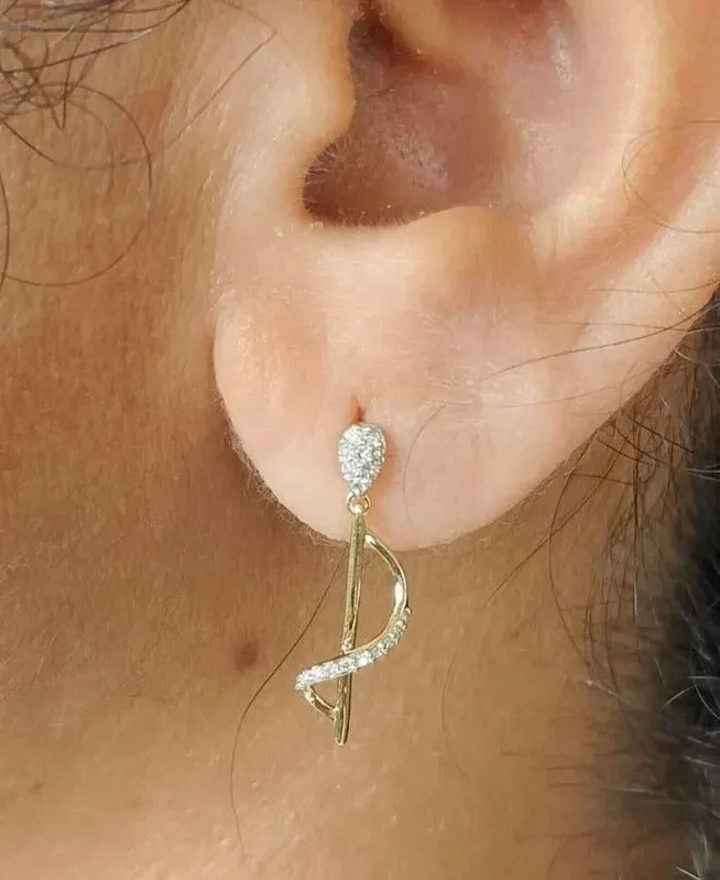 1.00Ct Round Cut Simulated Diamond Drop/Dangle Earrings 14k Yellow Gold Plated