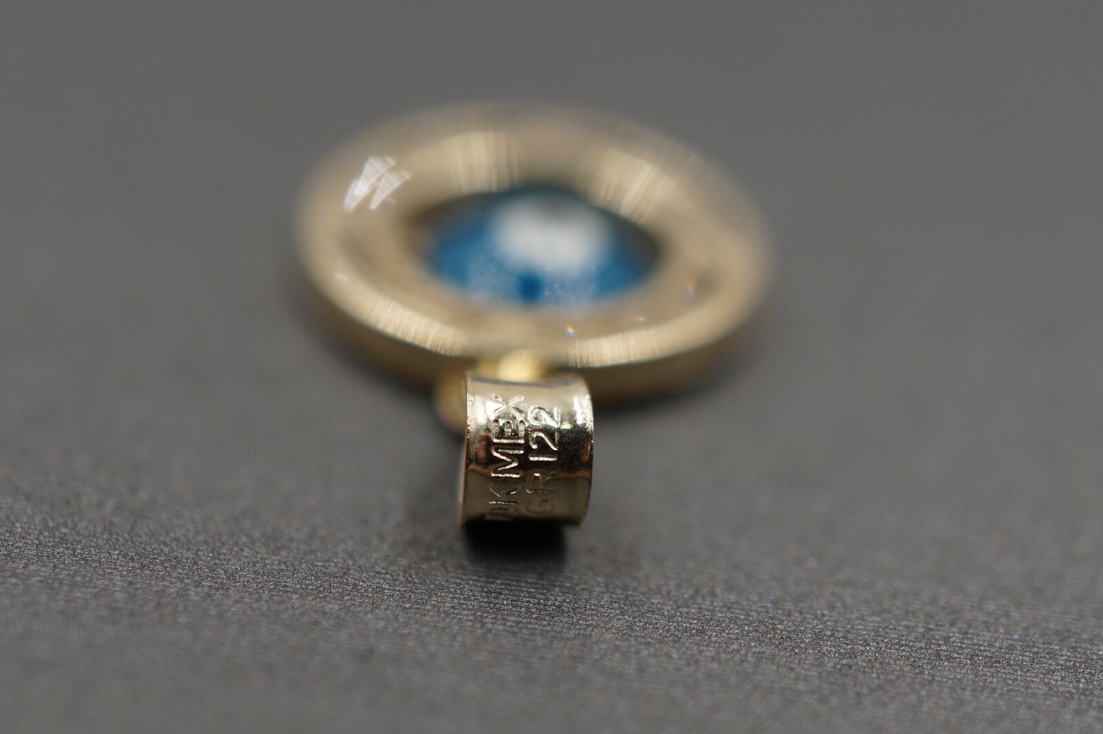 10K Solid Yellow Gold 0.65″ Circle Blue Evil Eyes Good Luck CZ Charm Pendant.