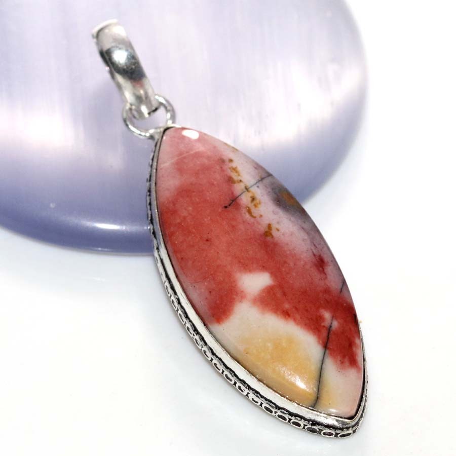 Mookaite 925 Silver Plated Pendant 2″ Artist Made Jewelry Most Beautiful MJ