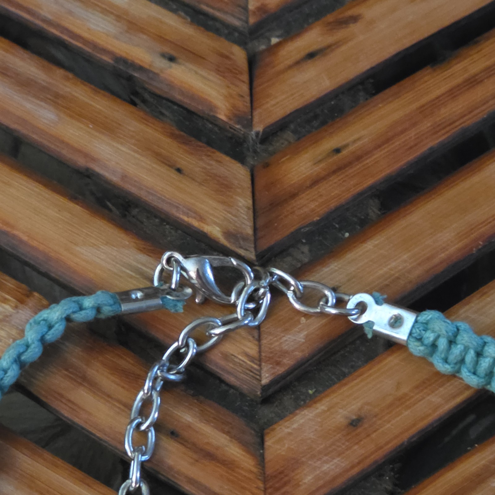 Boho Teal Macrame Choker Necklace Genuine Cowrie Shell Flower Pendant Beach