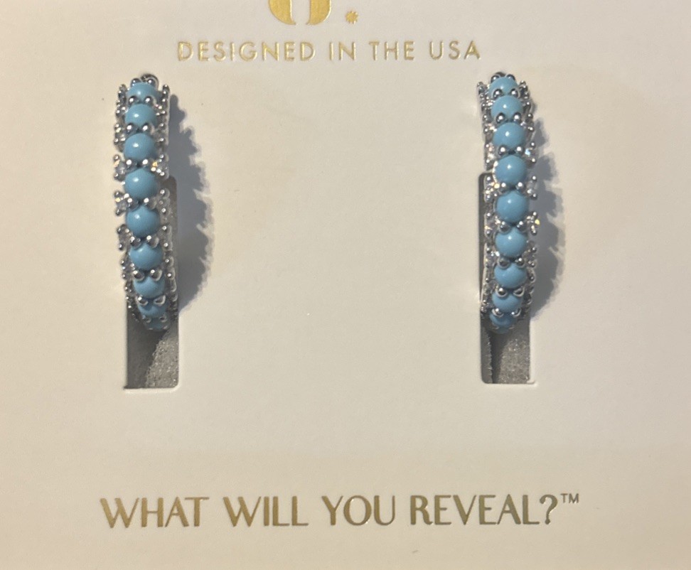 Bomb Party Outlaw Western Couture Turquoise Magnesite & CZ-Rhodium Plated NEW