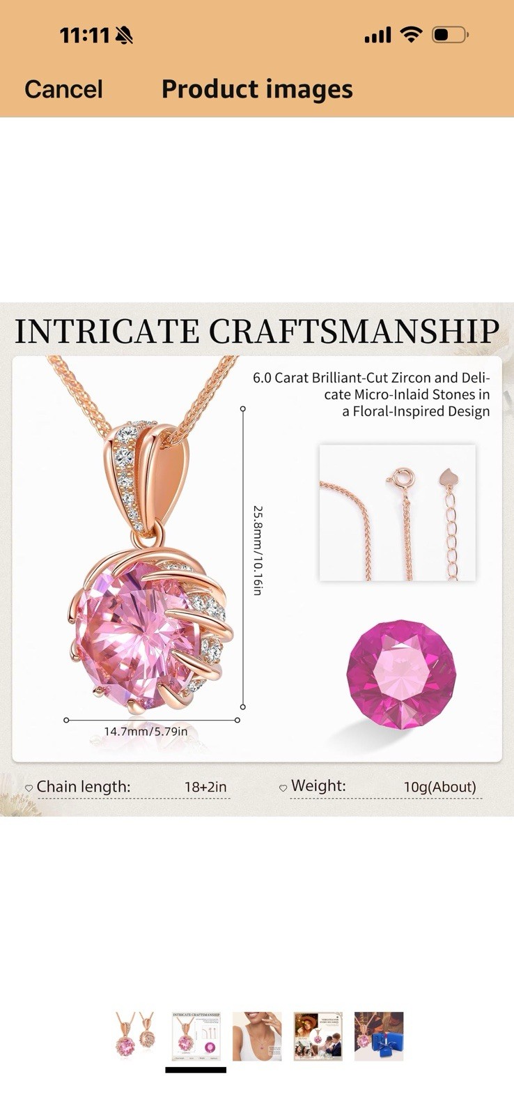 CeaKIev 6.0Carat (12.0mm) Round Cubic Zirconia Pendant Necklace 41 Accent CZs