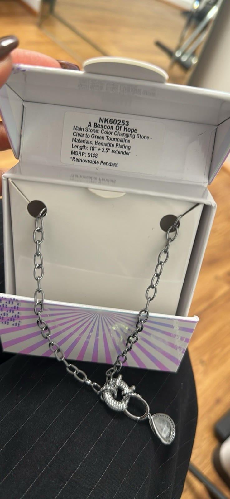Bomb Party Mental Health Awareness Necklace Color Changing Teardrop Pendant 18″
