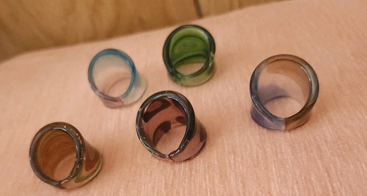 Murano Venetian Glass Rings Colorful Blues Greens Browns Assorted Sizes Lot of 5