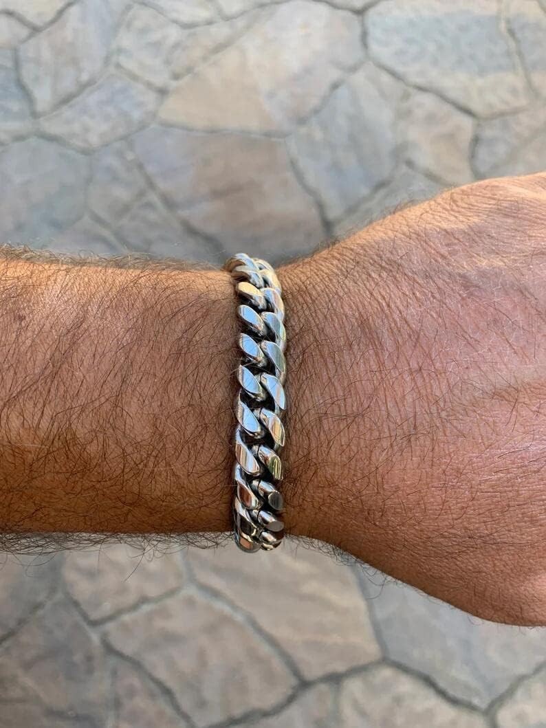 Stainless Steel Cuban Chain Bracelets for Men & Women – 6.5/7/7.5/8/9 Inch Go…