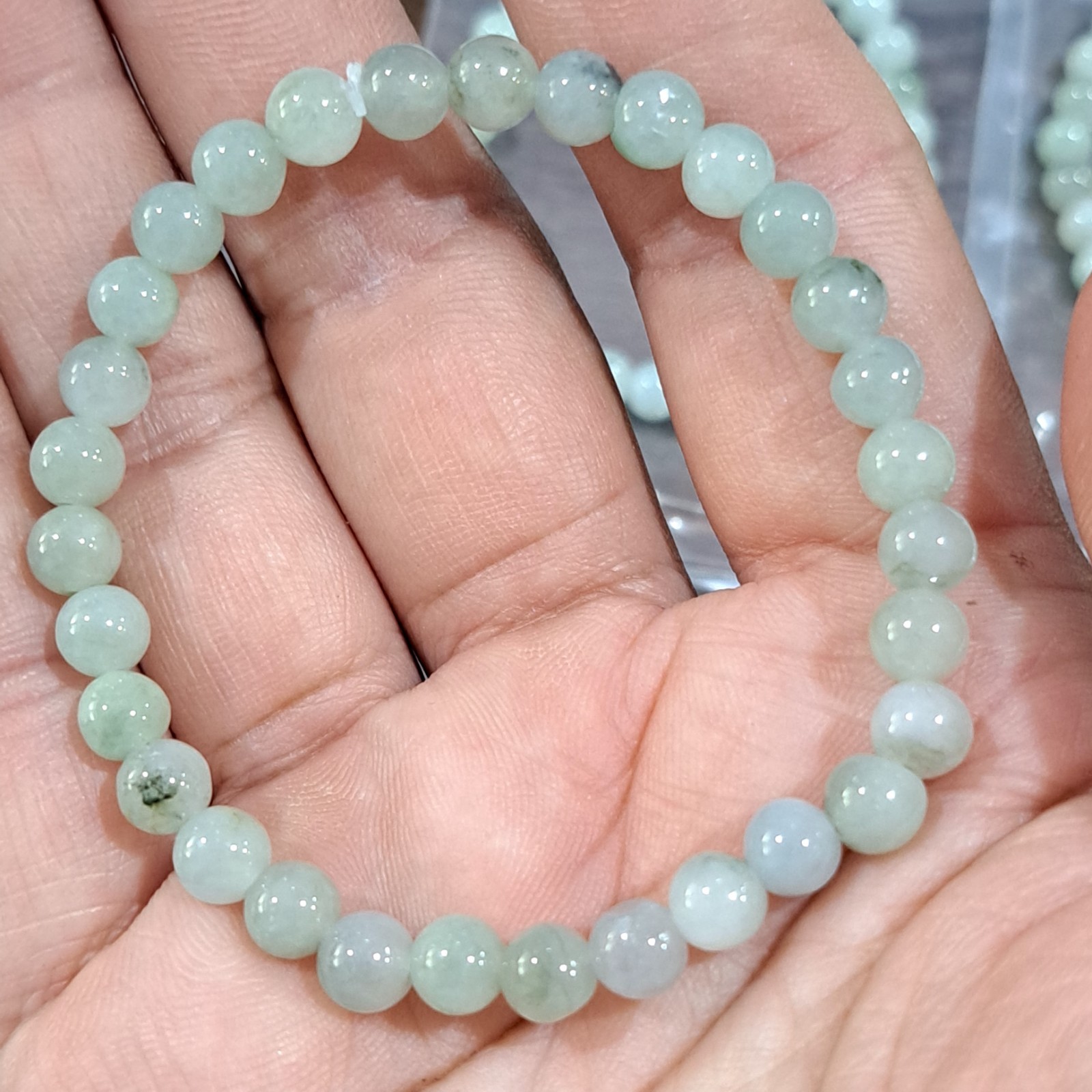 Lot 10 Jadeite Bracelet Burma Certificate Genuine Multicolor Bead 5 mm.16 cm.