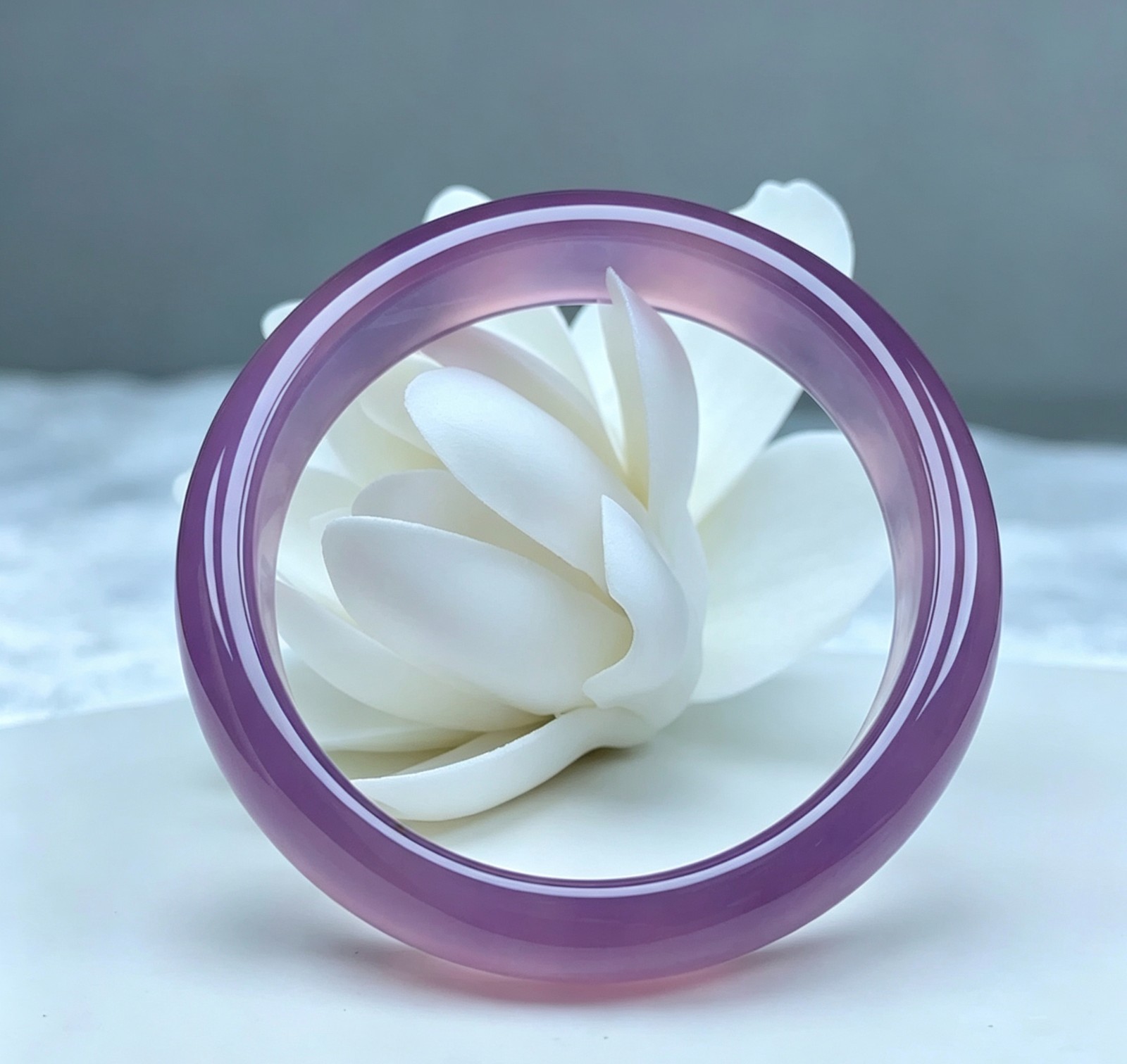 Nature ice Purple Myanmar Jade jadeite bracelets Bangle 58mm Maitreya Buddha