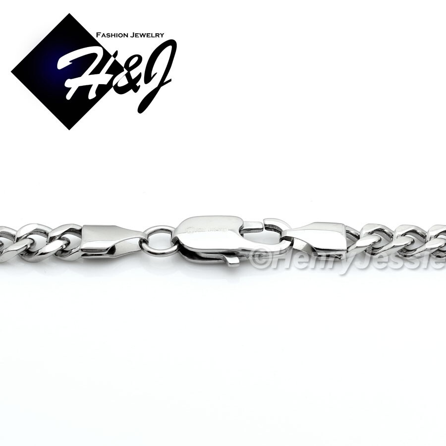 20″MEN Stainless Steel 5mm Silver Cuban Link Necklace ICY CZ Jesus Pendant*P133