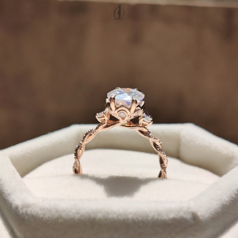 Gold Moissanite Engagement Ring Handmade Ring For Her Womens Ring Bridal Ring