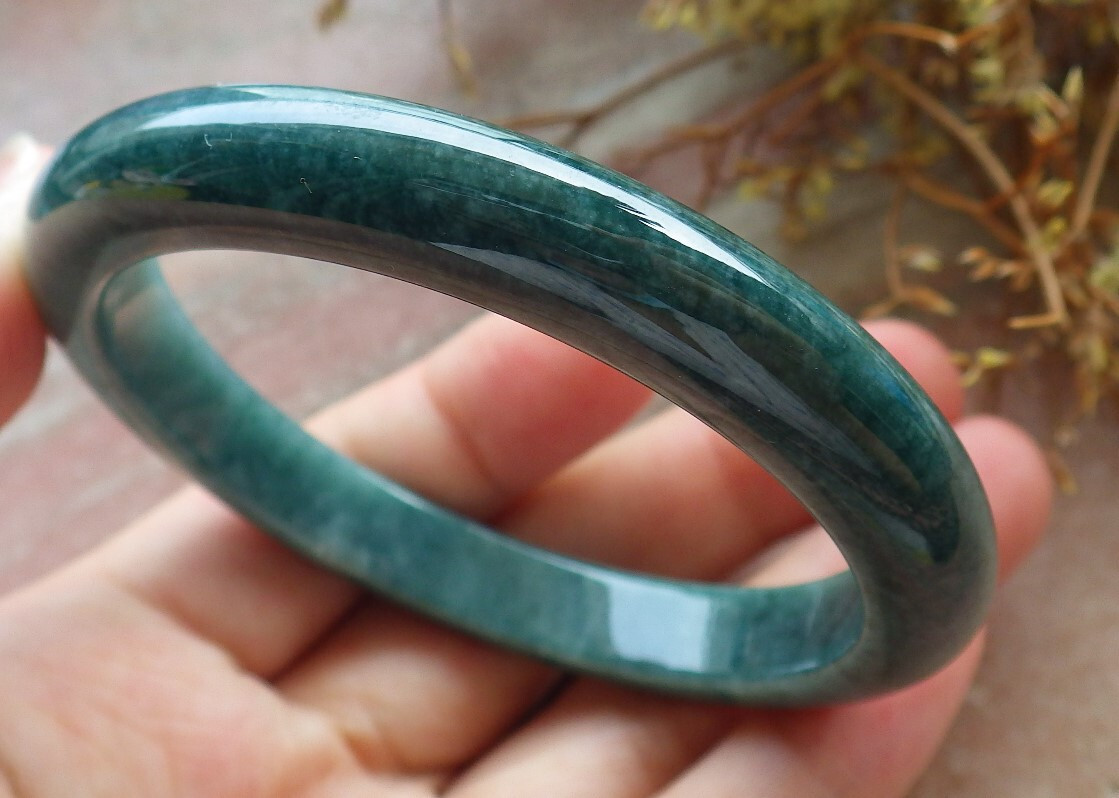 Certified Green Burma Natural A JADE Jadeite Bangle Bracelet 57mm 手镯 608689 AS