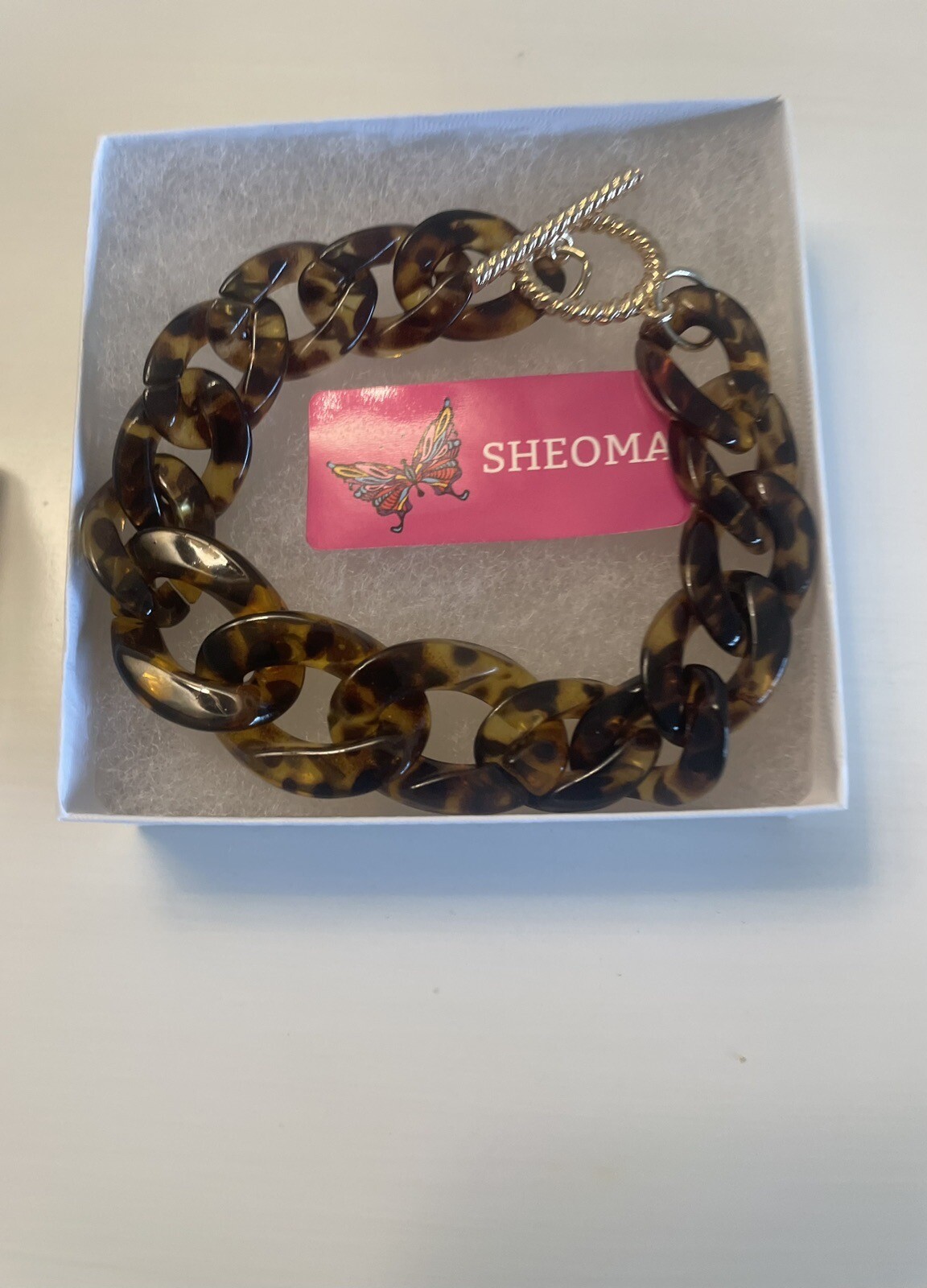 Plus Size Tortoise Faux Link Toggle Bracelet by Sheoma NWT