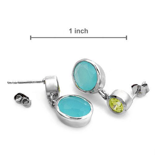 Lovely Earrings W/8.00ctw Chalcedony & CZ in 925 Sterling Silver