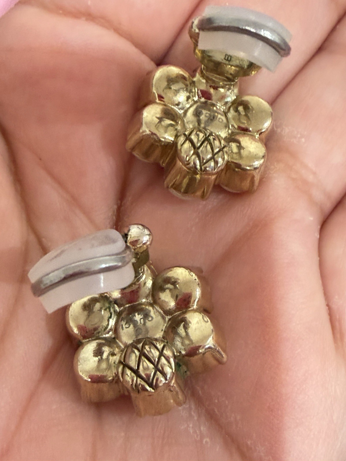 Authentic Gucci Double GG Faux Pearl Flower Earrings.