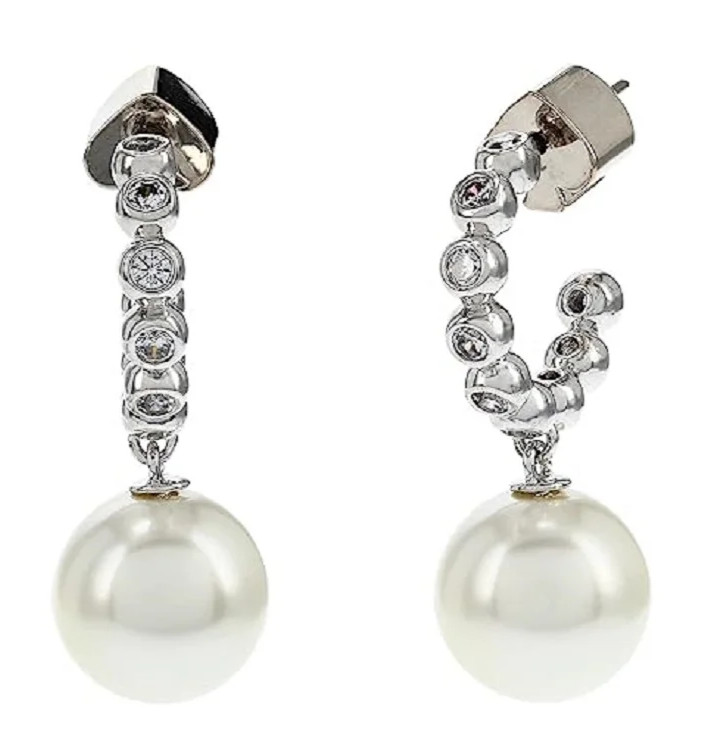 Kate Spade Earrings Modern Pearls Drop Huggies Cream Silver NEW Jewelry Gift