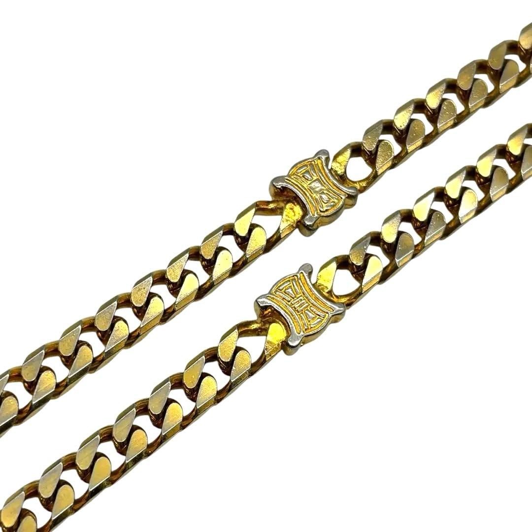 CELINE Triomphe Link Chain Necklace Gold-tone Length: 27.6 in. Vintage