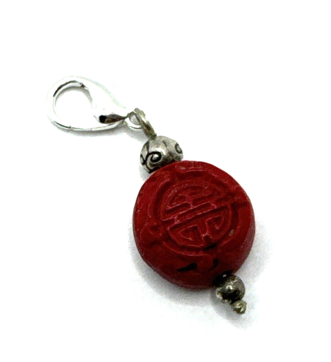 Brighton China Chinese Happy New Year Red Wooden Round Silver Snap Charm