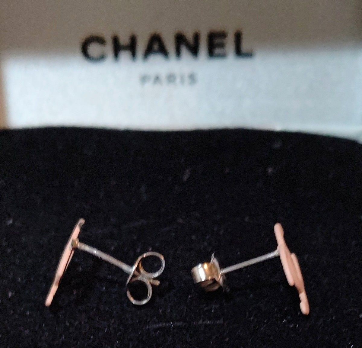 CHANEL Coco Mark Earrings Pair Pink 00T 2000 Spring Summer Collection Metal Vint
