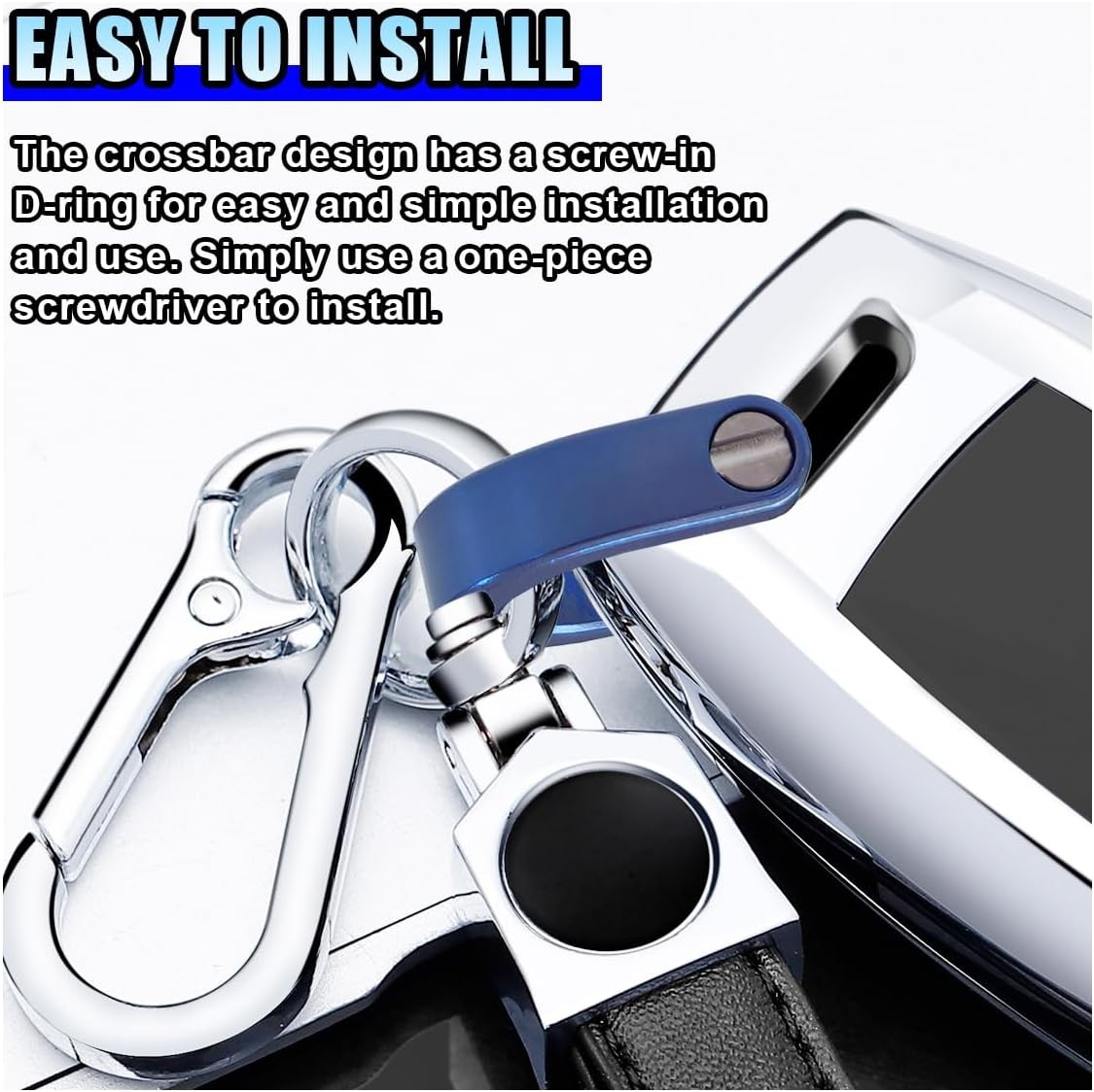 Small Key Ring with Screw Shackle – Mini D Rings Car Keychain Ring Color: Blue