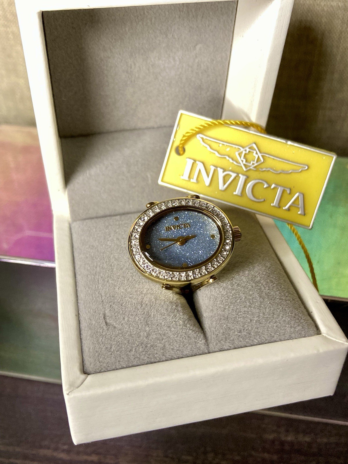 Invicta Women’s Ring Watch Mini Angel Lady Gold Tone – NEW