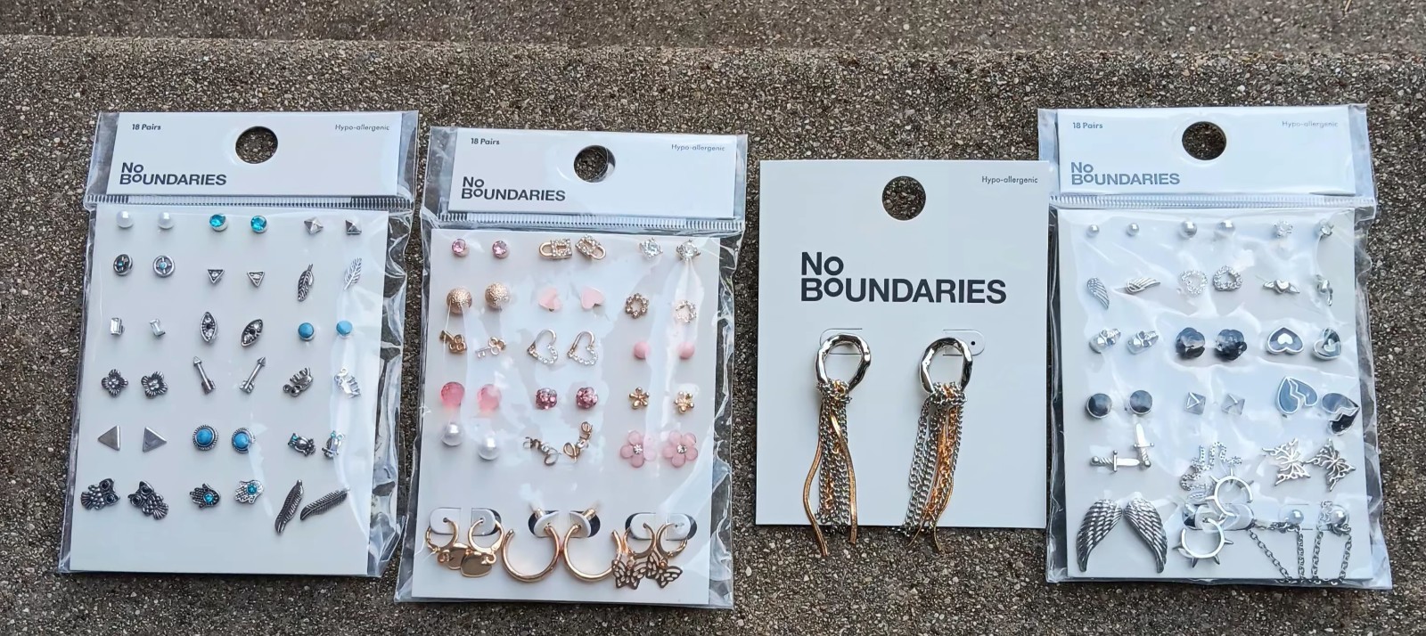 No Boundaries Jewlery Packs 55 assorted pairs pierced earrings NEW