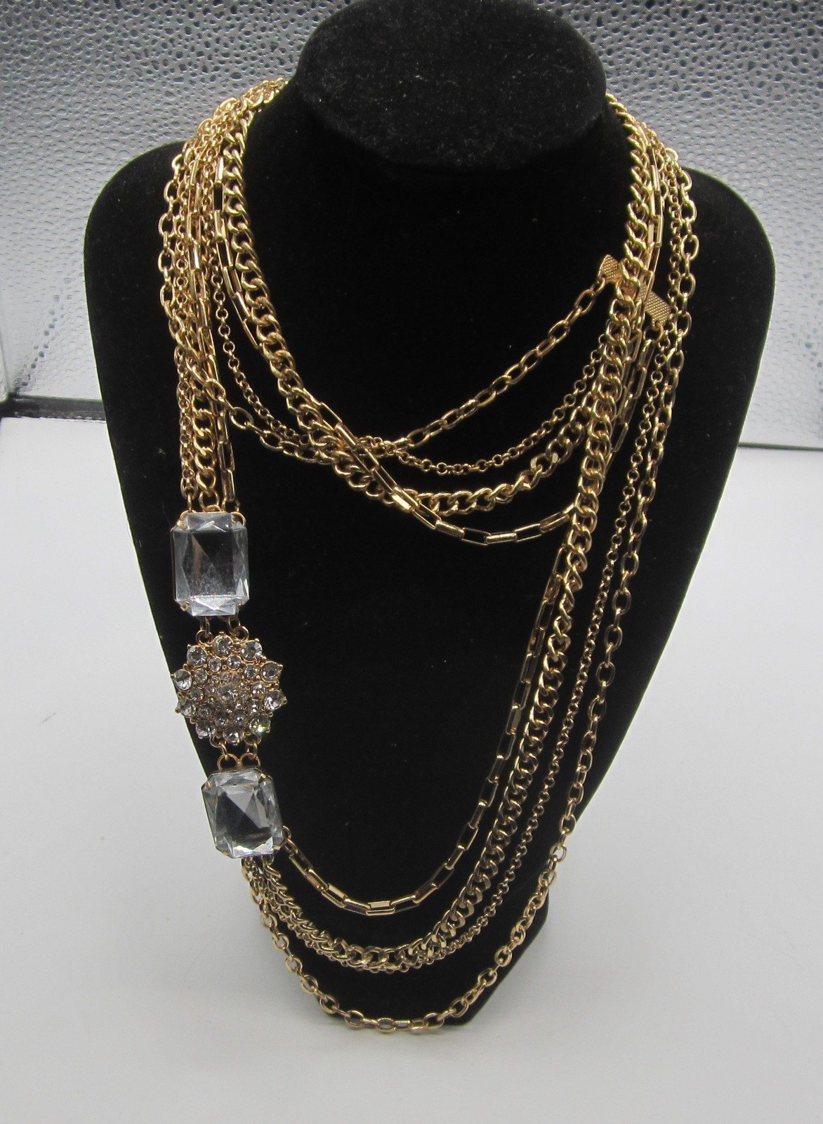 Multi-Strand Gold Tone Chains, Statement Necklace