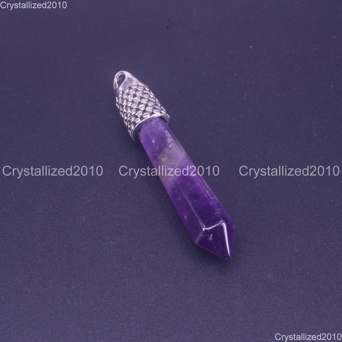 Natural Gemstones Hexagonal Chakra Healing Pendant Beads Tibetan Silver 12x60mm