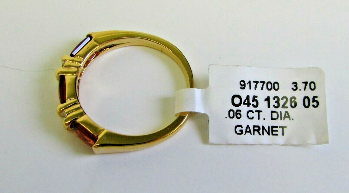 Allison Reed Gold Tone 3 Garnet Stone Ring Size 7 (O45 1326 05) NEW