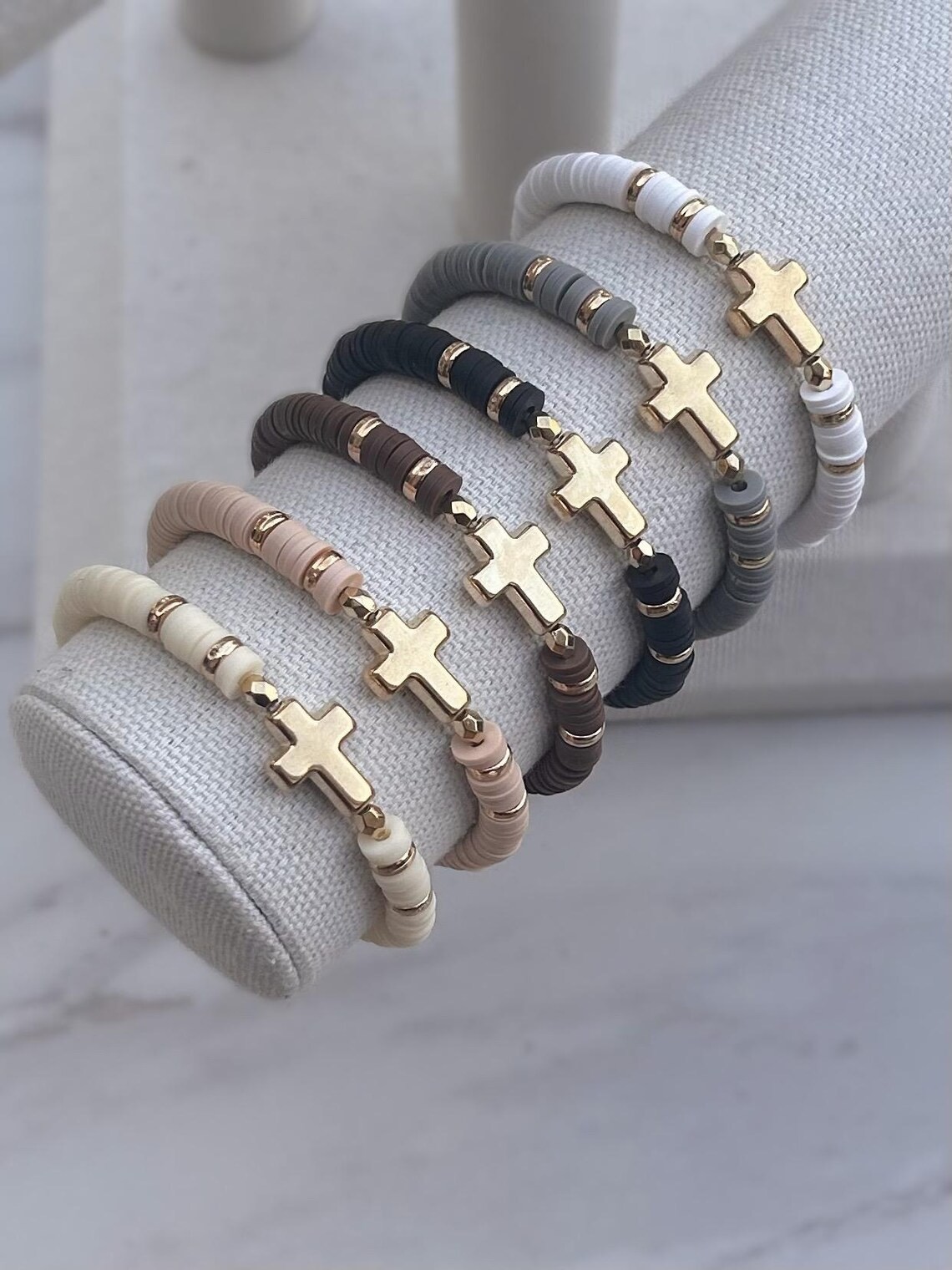 Carry Your Cross Bracelet • Clay Beads • Prayer included
