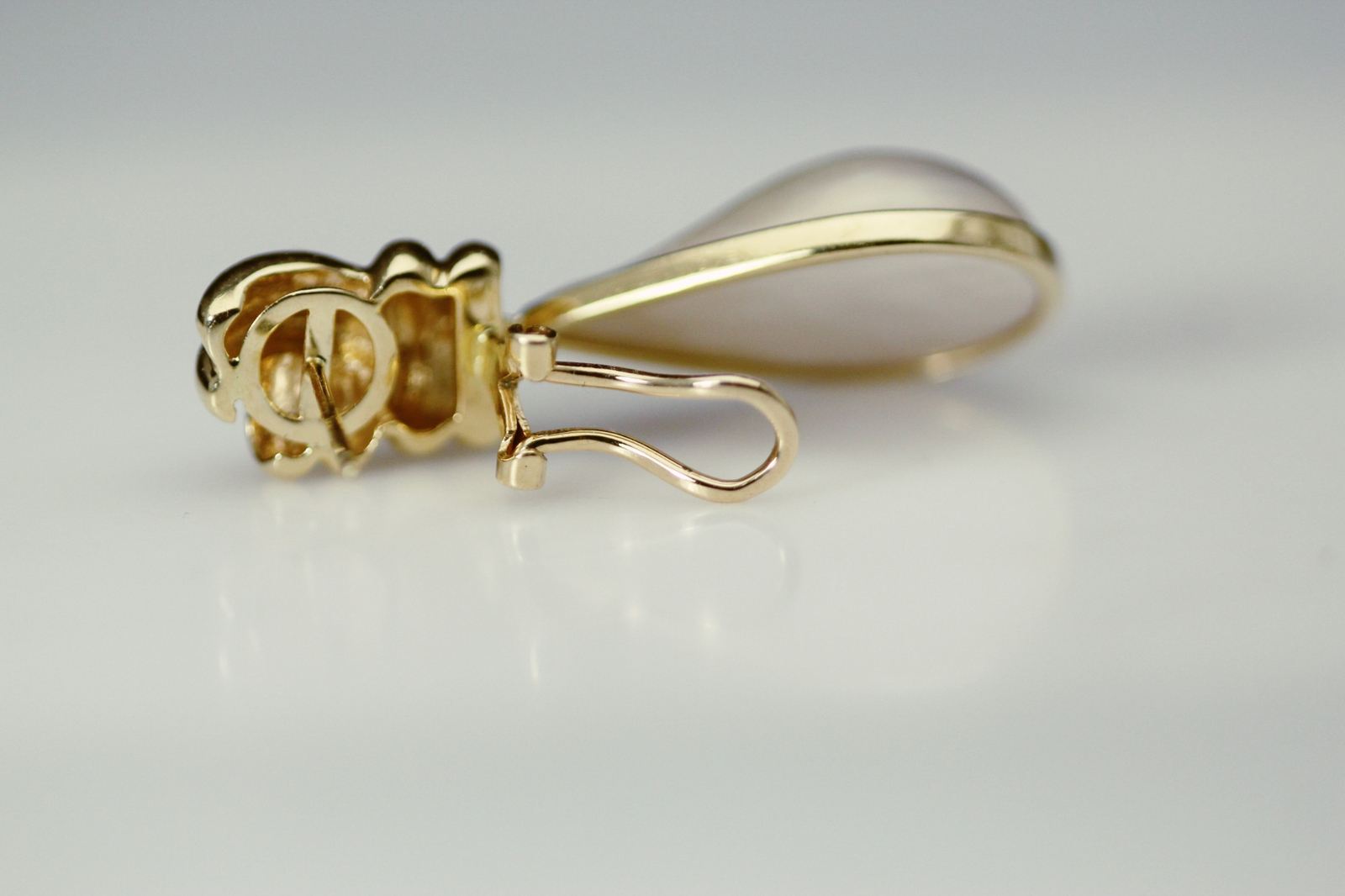 14K Yellow Gold Pearl Teardrop Dangle Earrings 13.3 grams (EAR5725)