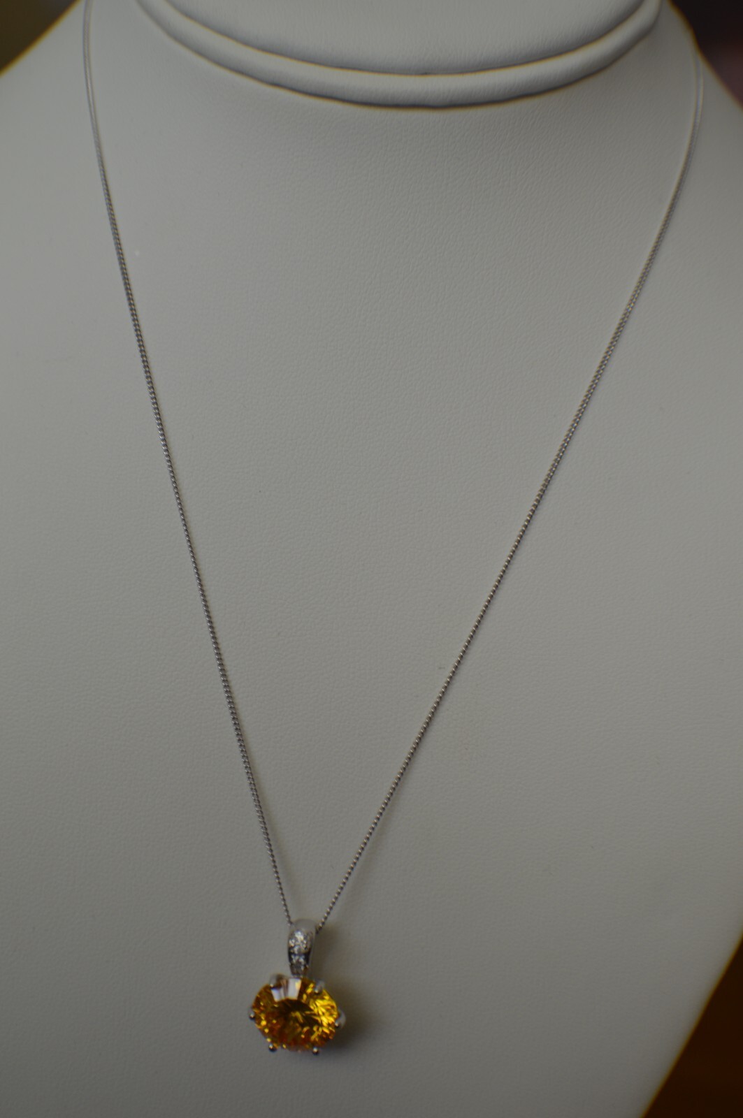 11.50ct Concave Cut Yellow/White Cubic Zirconia Pendant w/18″ Chain 925 S Silver