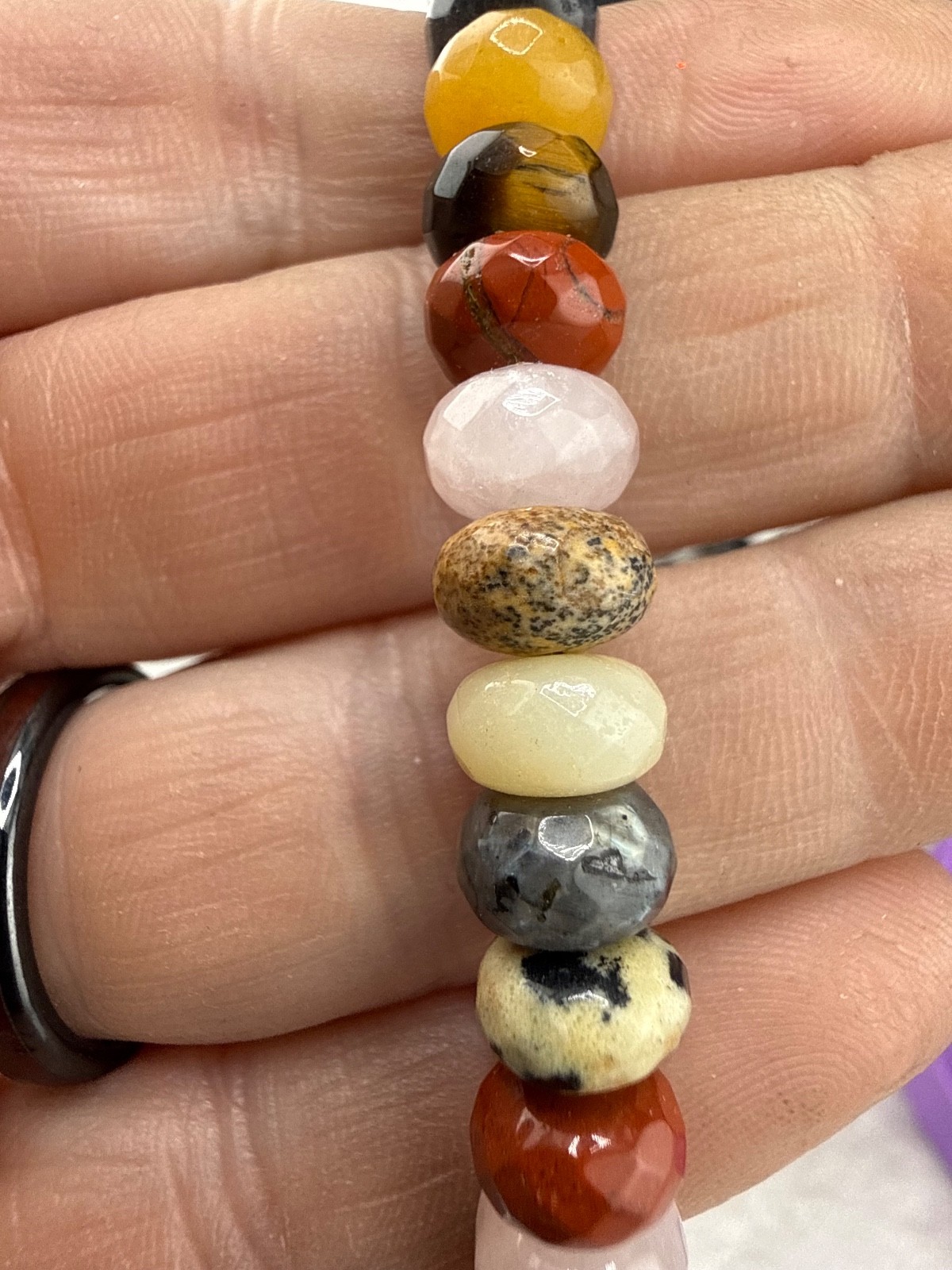 Polished Stone Bracelet Lot 7” 6” 7” 6.5” 8.5”
