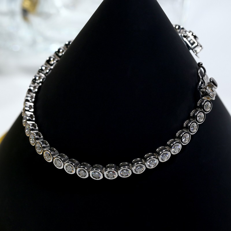 Full Moissanite S925 Sterling Silver Bubble D Color Tennis Bracelet Fine Jewelry
