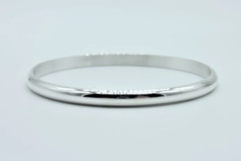 Heavy Wide Half Round Solid 925 Sterling Silver Bangle Simple Thick Bangle