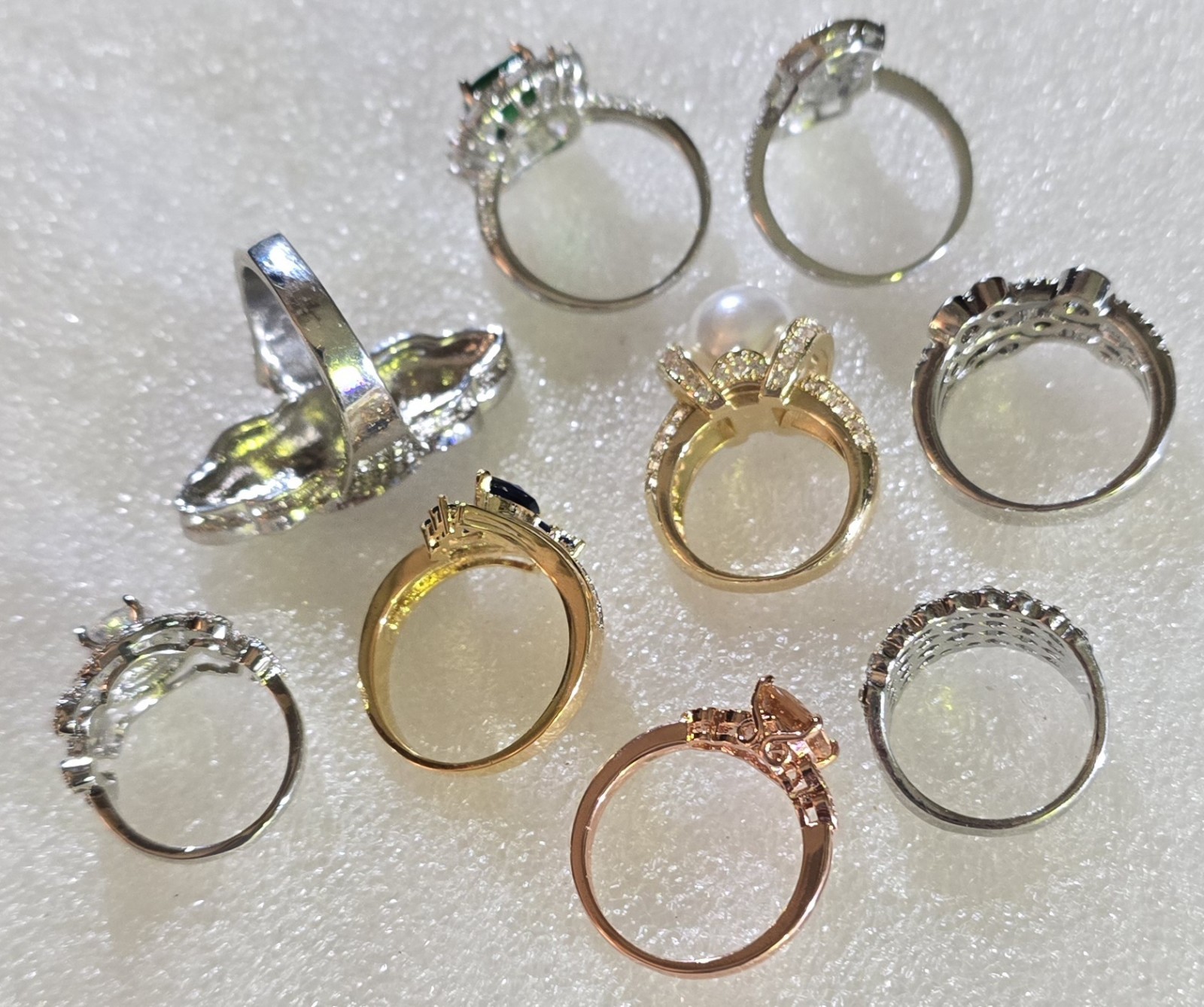 Blingy RHINESTONES Metal Cocktail Fancy Rings Lot Sizes 6-10.5