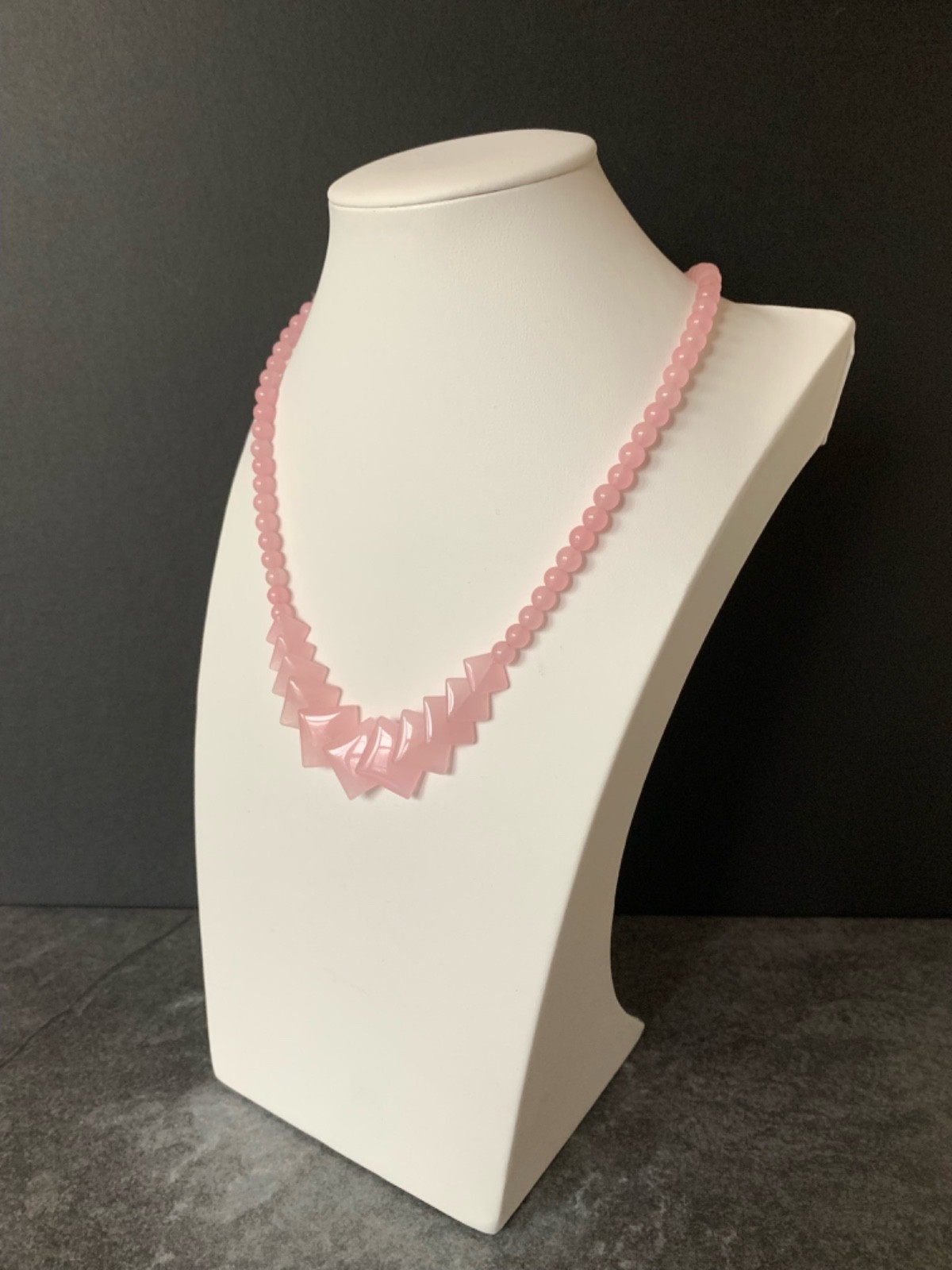 Simple Rose Quartz varied sized beads, 21 iInch Necklace 35