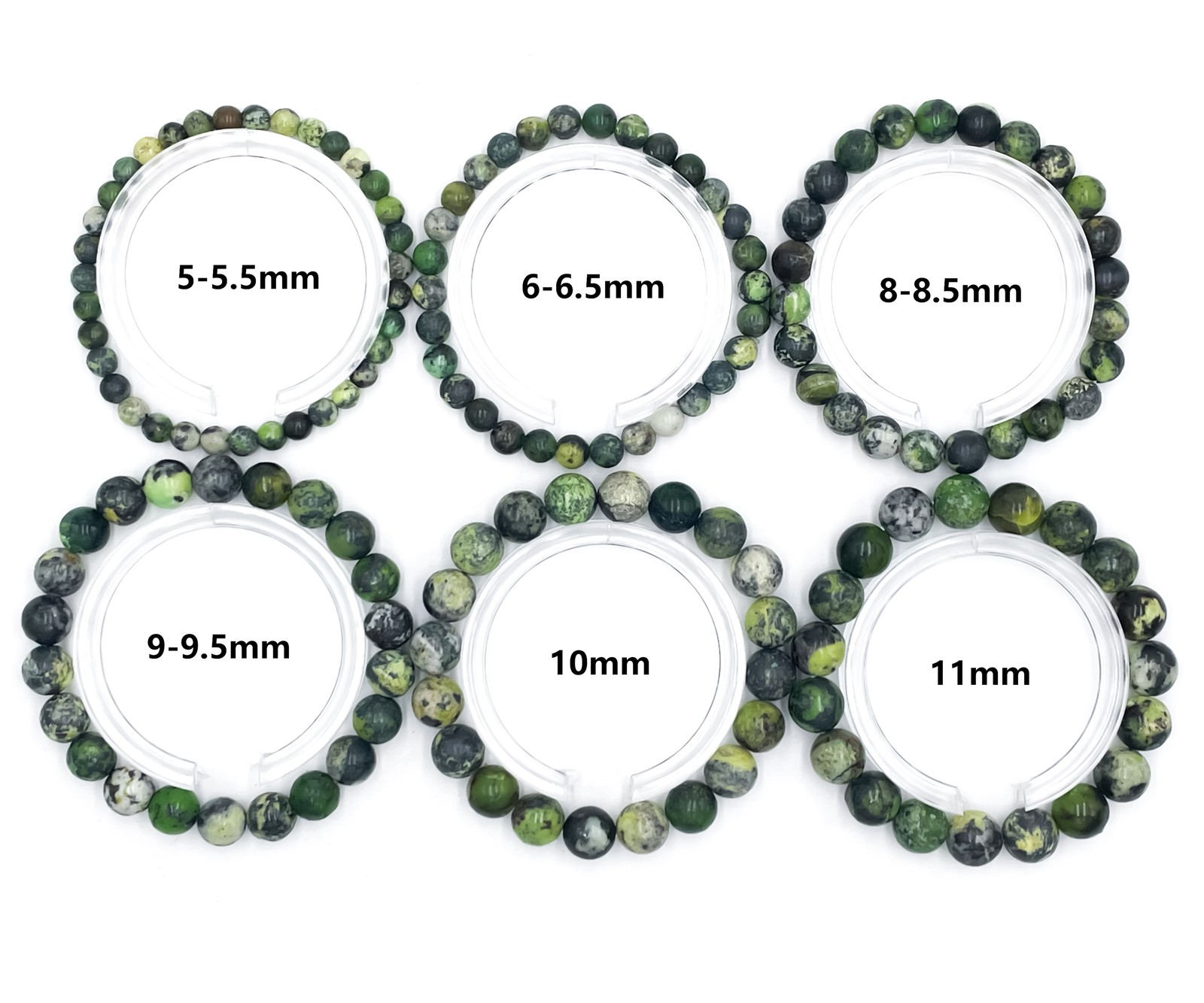 Green Chrysoprase Smooth Round Elastic Bracelet 4mm 5mm 6mm 8mm 10mm 7.5”Length