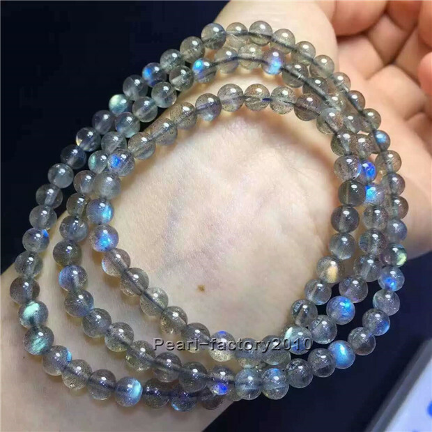 Natural Ice Labradorite Rainbow Light Clear Beads Woman Bracelet 5.5mm AAA