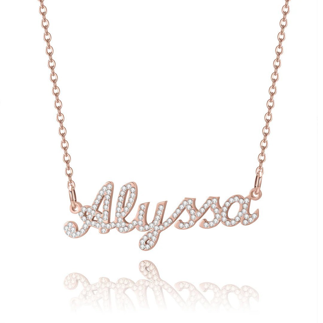 VIVA VORA Personalized Pendant Necklace, Rose Gold Silver Adjustable Length Gift