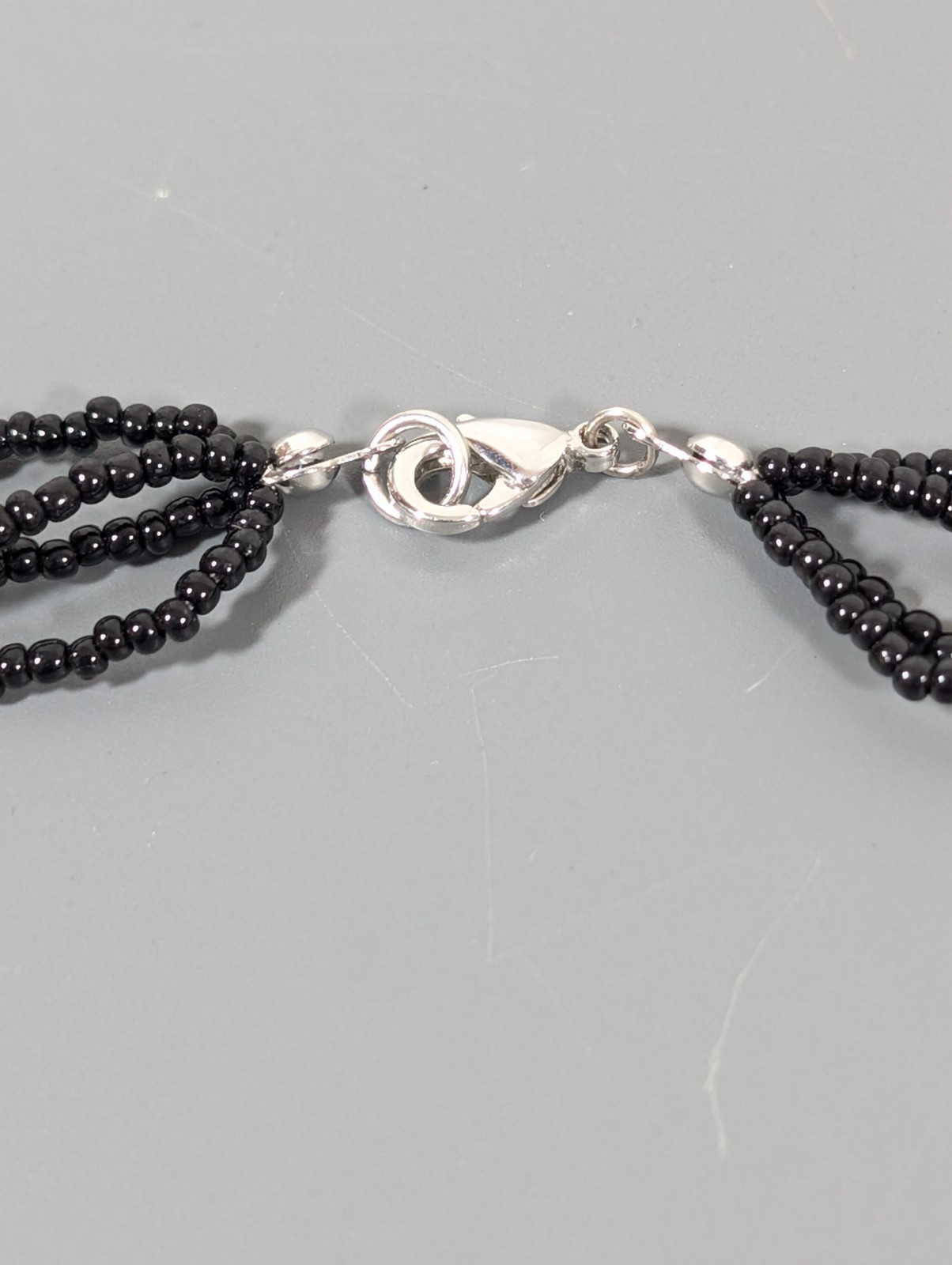 Deep Red and Black Bead Multi Strand Necklace Layered Gothic 18″