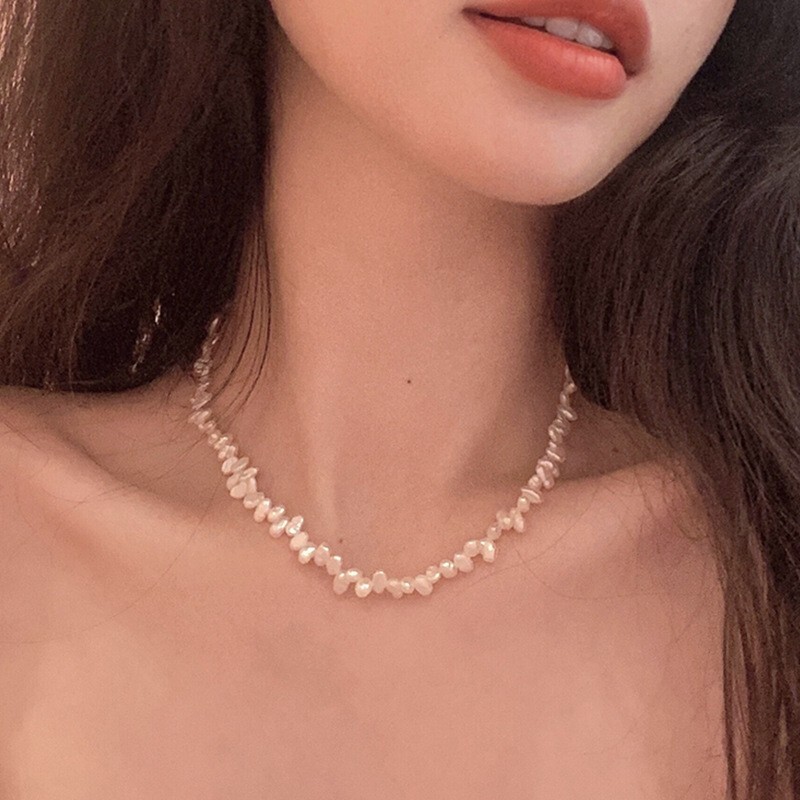 Pearl Necklace Chocker Beautiful Irregular Shaped Light Weight for Women