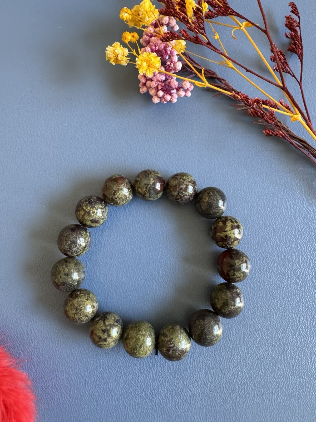 12mm Natural Dragon Blood Stone Bracelet